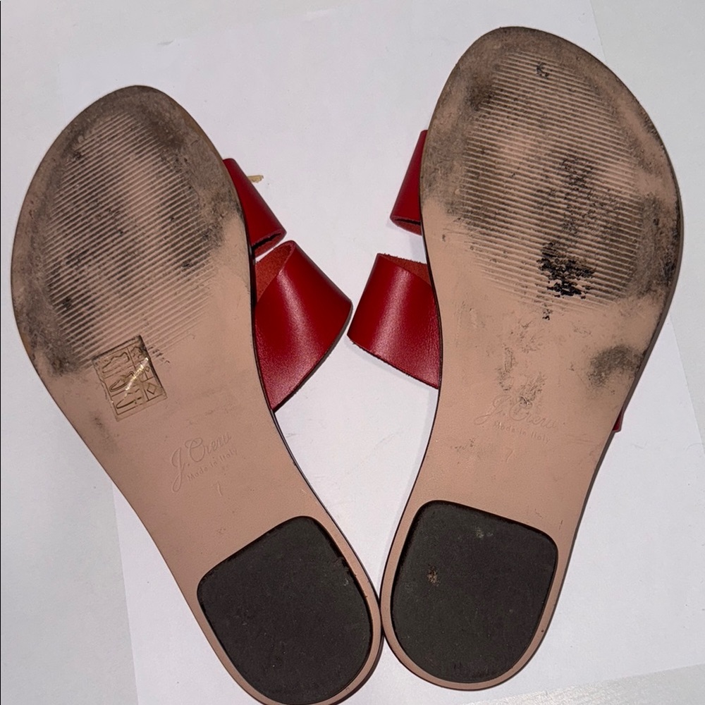 J. Crew Red Slide Sandals with H-Shaped Design - Picture 3 of 3